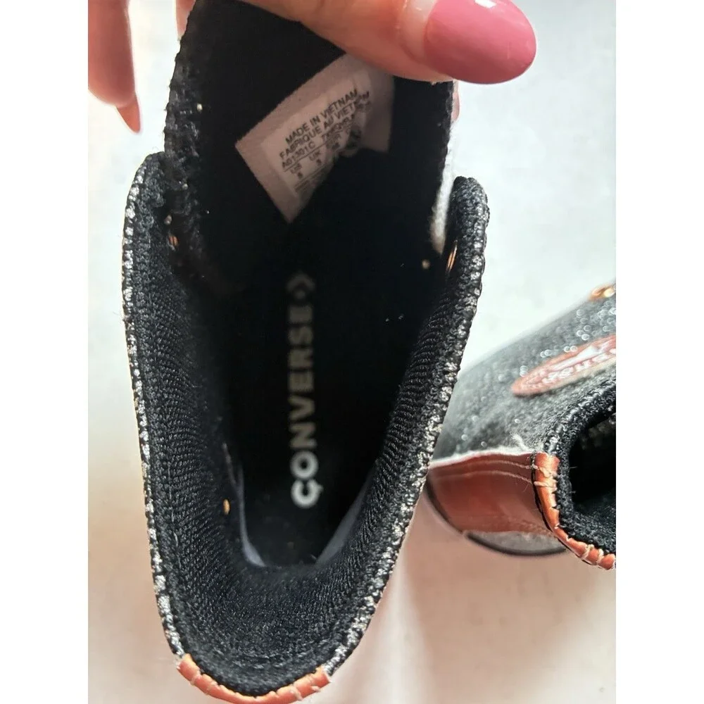 Converse Chuck Taylor All Star Lift Hi Glitter Black Rose Gold Girls Size 5